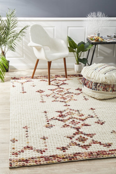 Sasha Rhea Cross Stitch Rug Rust Burgandy