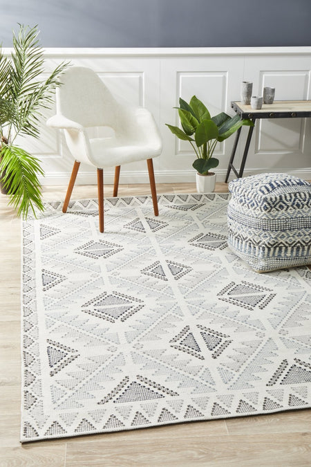 Sasha Vidya Rug White Blue Grey