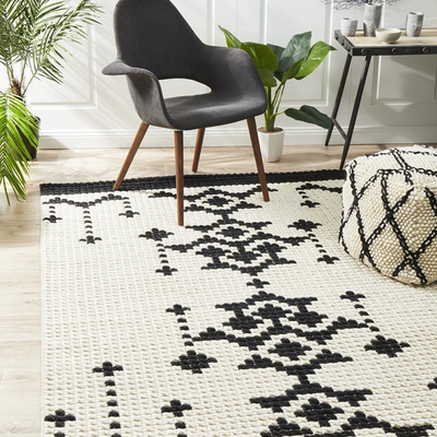 Sasha Rhea Cross Stitch Rug Black White