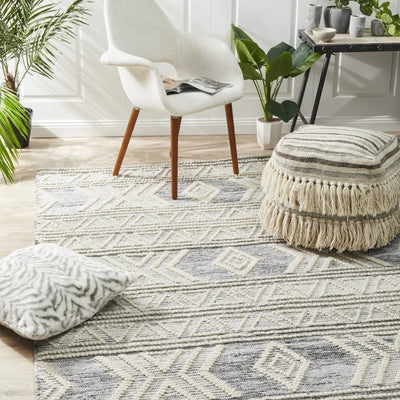 Sasha Esha Woven Tribal Rug Silver Grey