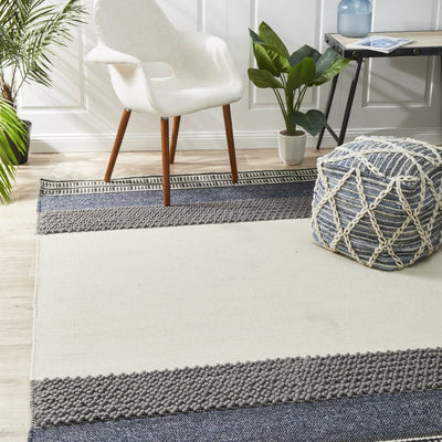 Sasha Esha Textured Woven Rug White Denim