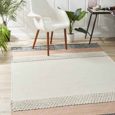 Sasha Esha Textured Woven Rug White Peach
